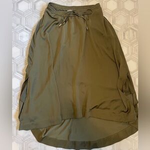 Banana Republic Satin Parachute Flowy Maxi Skirt Olive Green | M